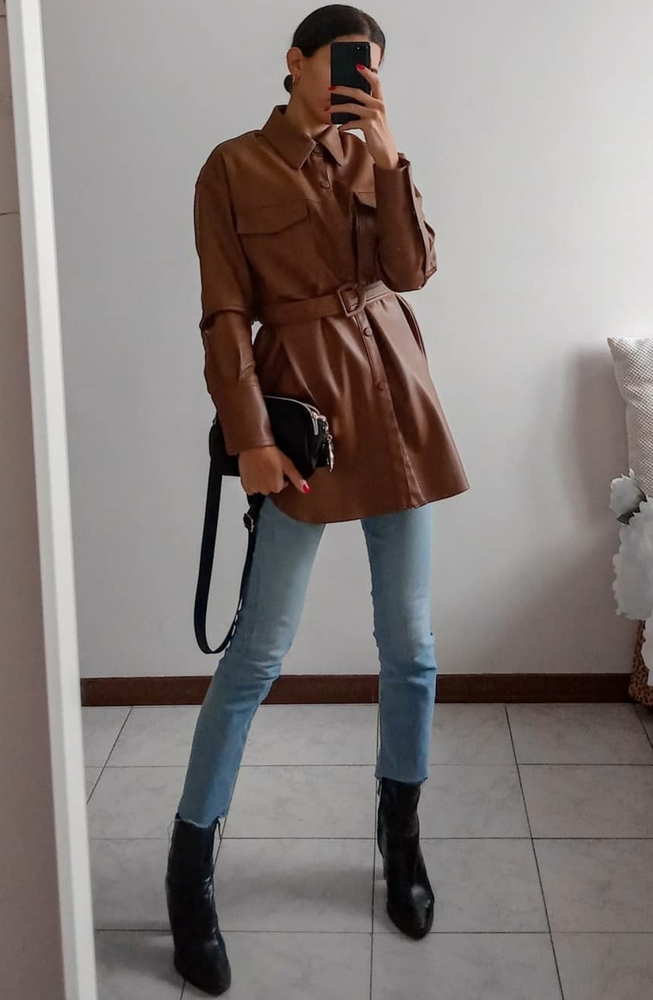 ZARA NWT BRANDY BELTED FAUX LEATHER SHIRT Bloggers - Picture 13 of 16